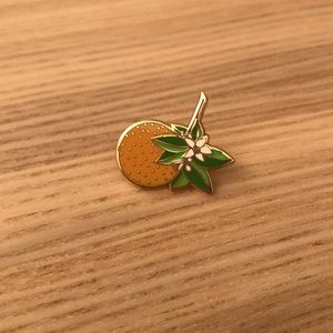 Orange and blossom enamel pin. Big Bud Press